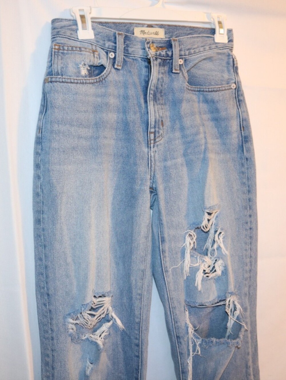 Madewell Petite Baggy Straight Jeans in Earlhurst Wash: Ripped Edition Size 24P - Picture 6 of 11